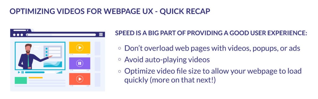 List of 3 ways to optimize your videos for webpage user experience