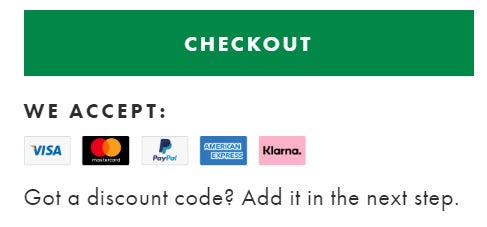 payment options for checkout page