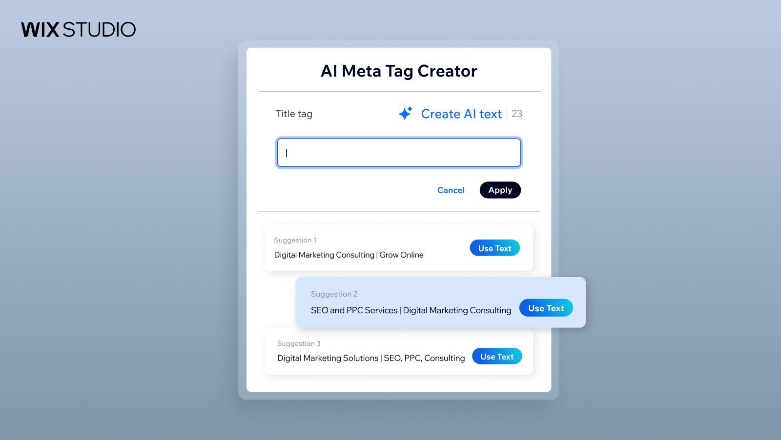 window for meta tags with new AI feature