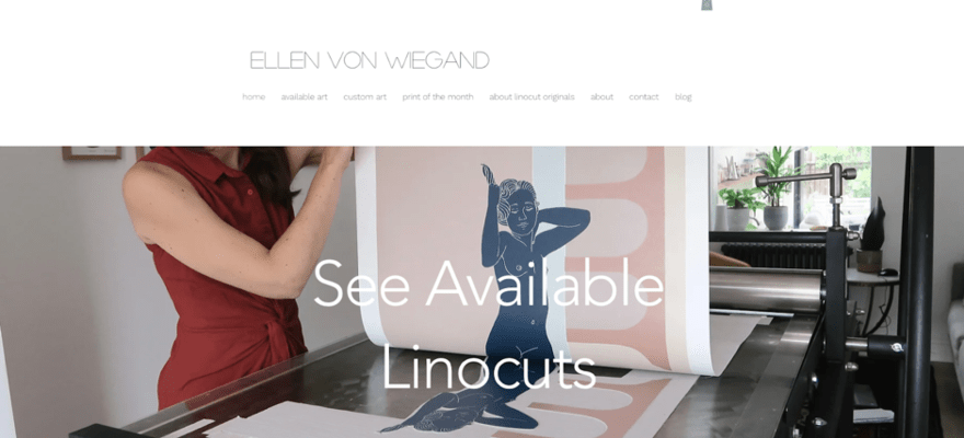 Available products displayed on Ellen Von Wiegand website