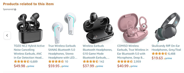 Example of Amazon Product Advertising.