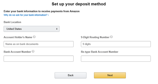 Amazon Bank Account Details.