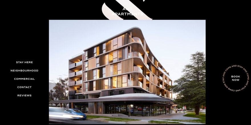 Homepage for AndApartments showcasing an apartment block.