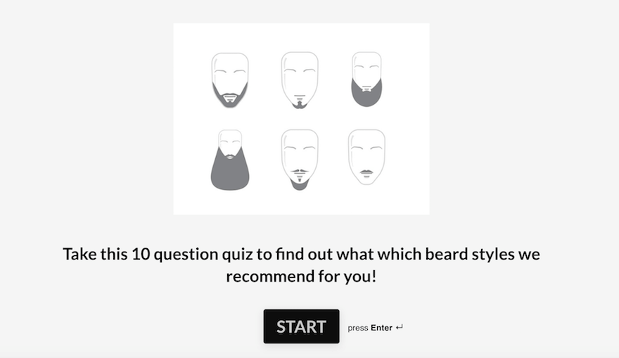 Beardbrand beard-matching quiz with graphics for different beard lengths and style