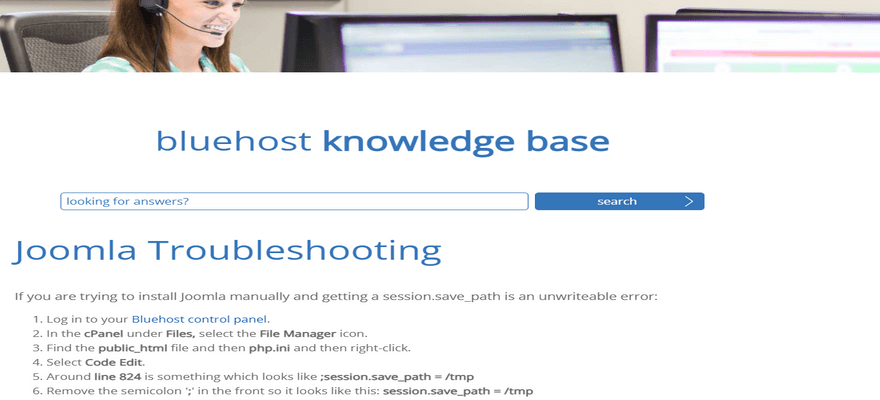 bluehost joomla hosting support