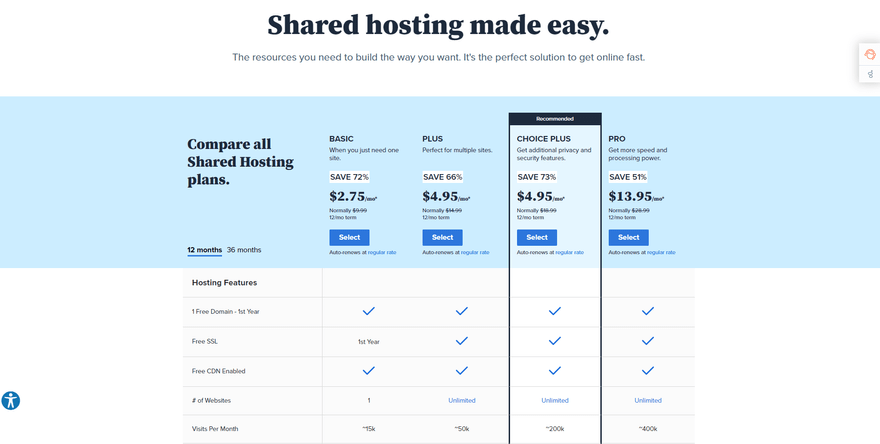 blue host prices new
