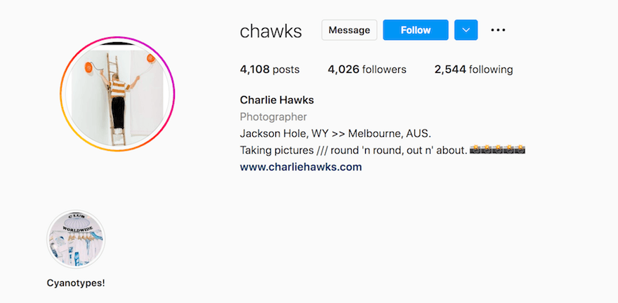 Charlie Hawks Instagram page