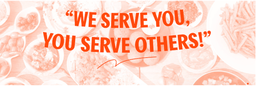 Strapline on the Cook Collective website written in bright colors with a pattern background.