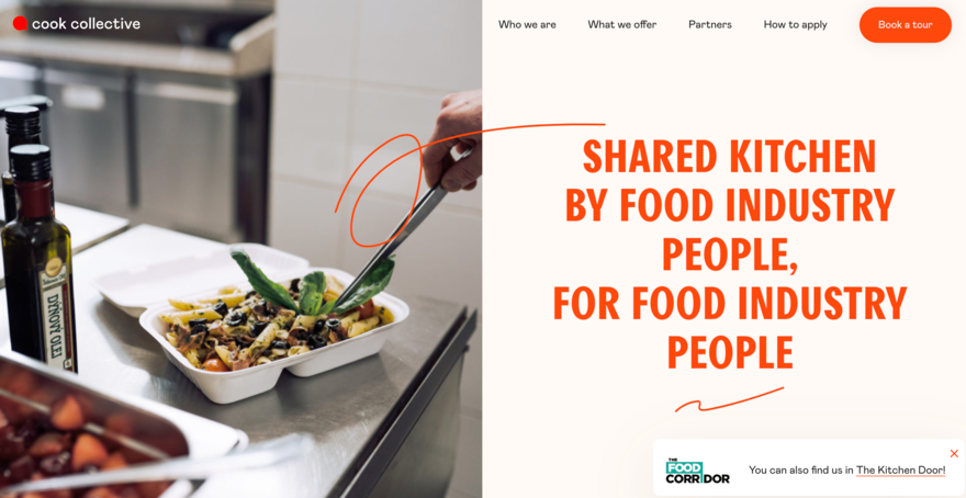 Cook Collective homepage with an image featuring pasta and olive oil.