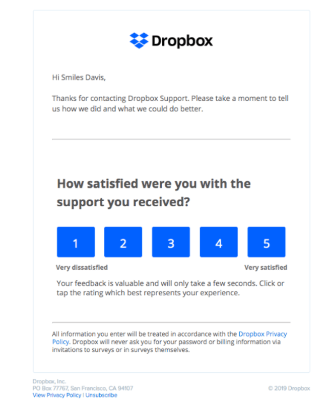 Dropbox Review Email Example