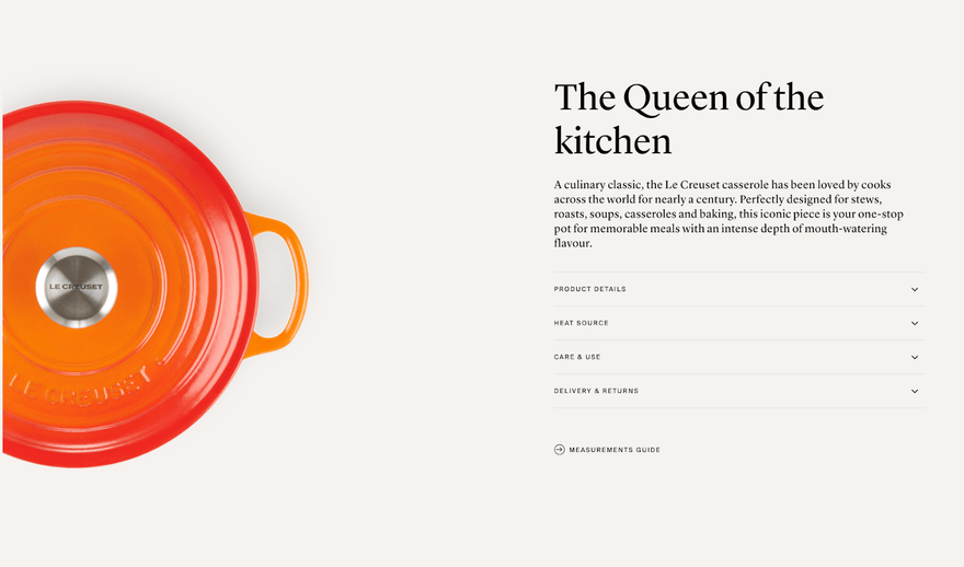 ecommerce architecture category page le creuset example