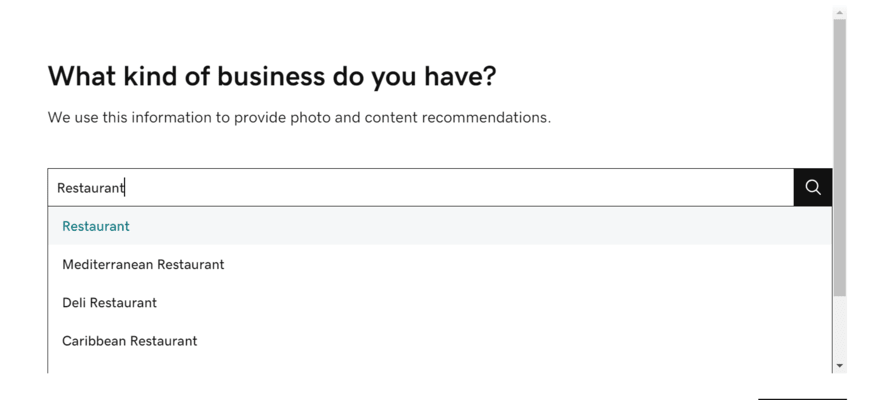 GoDaddy's onboarding questions asking users what kind of business they have