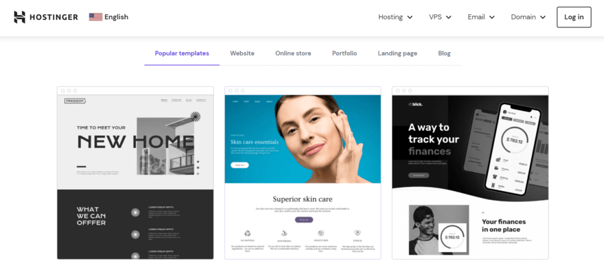 Selection of Hostinger website templates