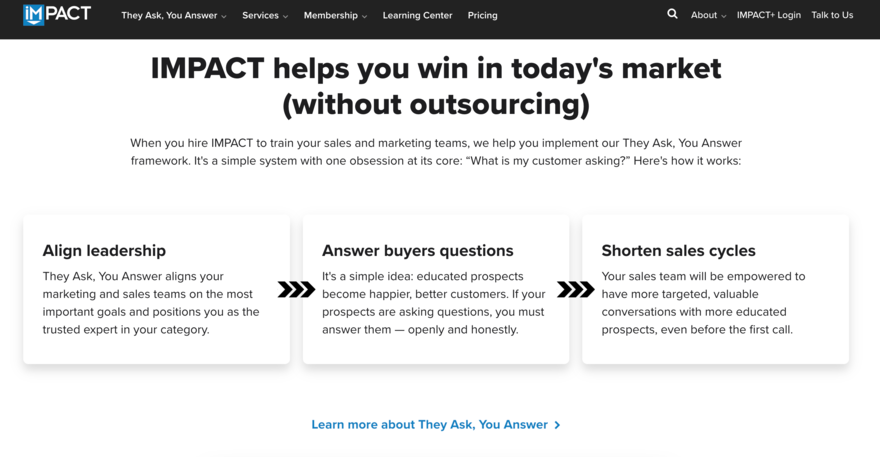 Homepage for Impact Plus website.