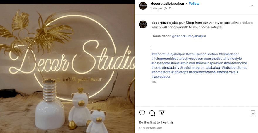 #InstaDaily hashtag post example from Decor Studio