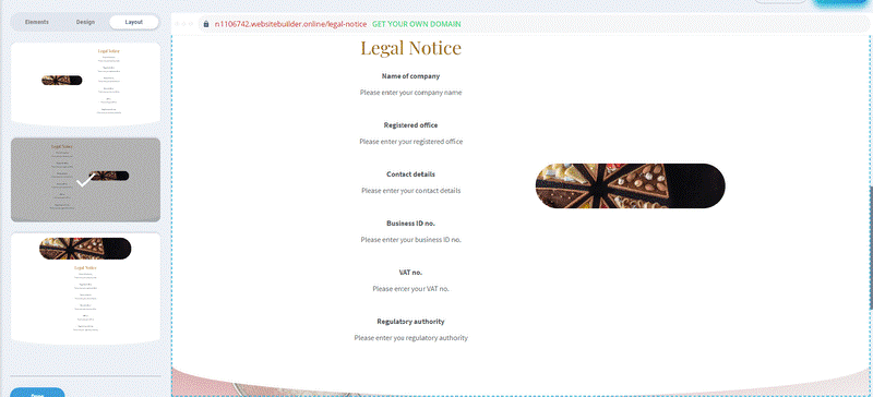 a legal notice on a webpage with a scroller to the side