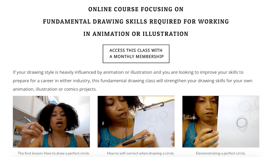 Larissa Marantz course page with images, text, and a sign-up button