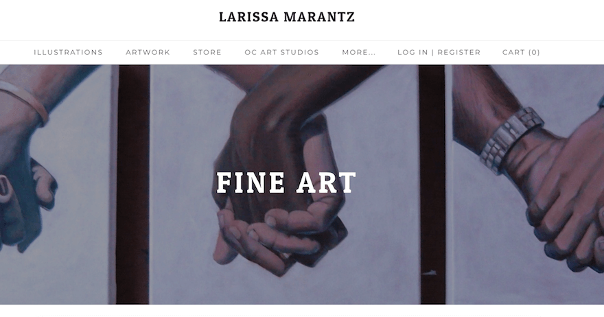 Larissa Marantz homepage with illustrated background