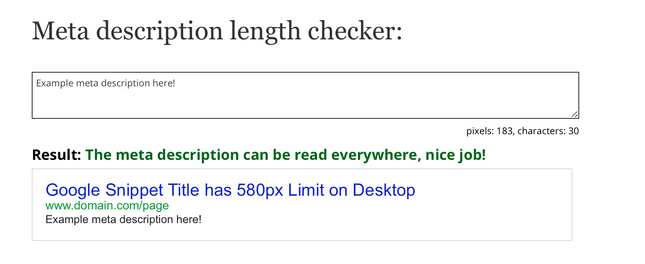 meta description length checker