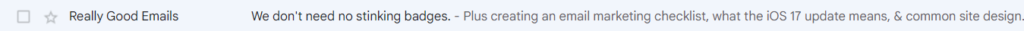An email subject line pulled from Gmail.