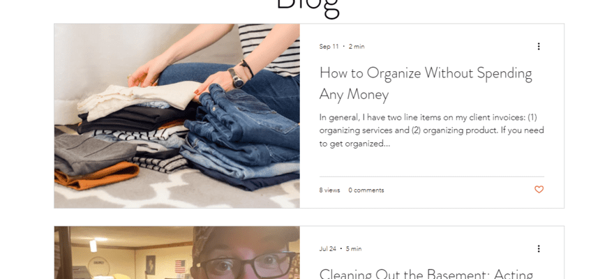 Revelation Organizing blog page showing 2 recent blog posts