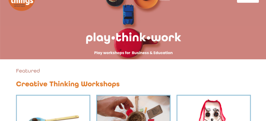Think With Things homepage, featuring workshop information