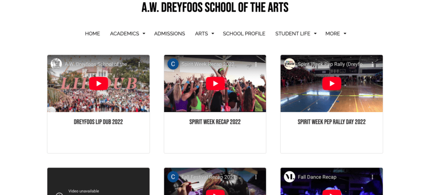 A gallery of school videos from A.W. Dreyfoos School of the Arts