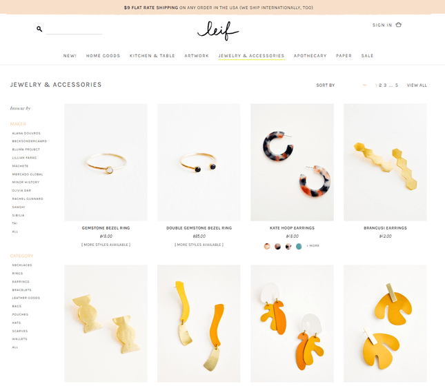 shopify example jewelry store leif