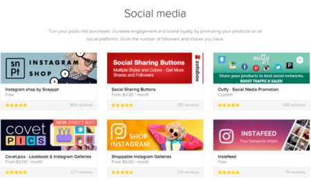 shopify clothing store social media apps