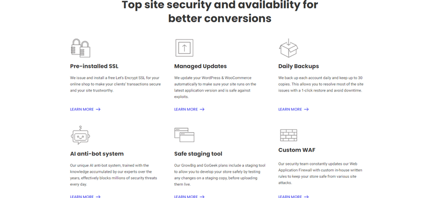 SiteGround security information under icons