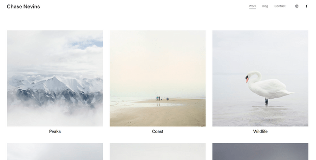 squarespace nevins photography template