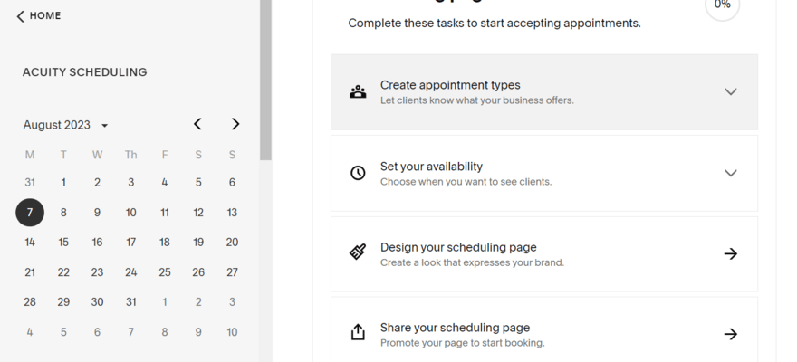 Scheduling dashboard in Squarespace's backend