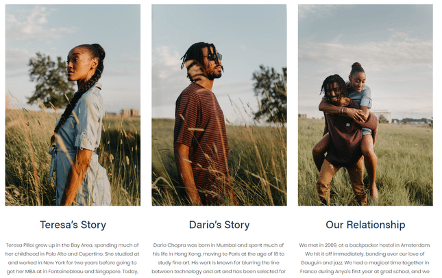 squarespace wedding template our story example