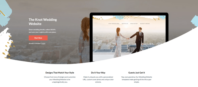 the knot wedding website maker
