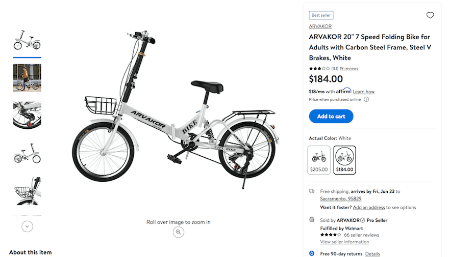 Walmart product page screenshot