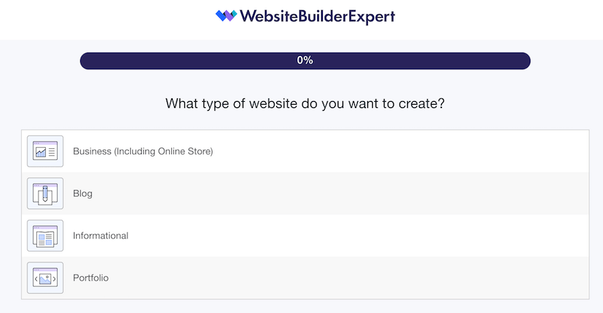 Website Builder Expert matching quiz for product recommendations