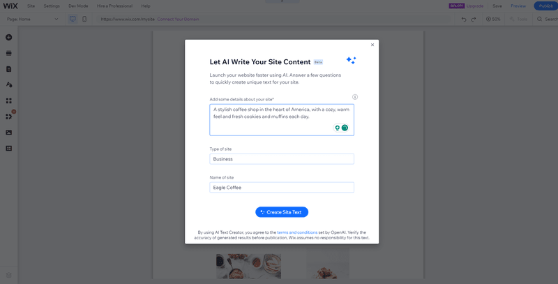 A white pop up with text inputs and a blue button