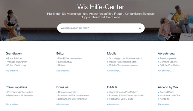 wix bewertung hilfe-center
