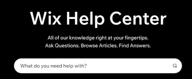 Wix Help Center search tool screenshot