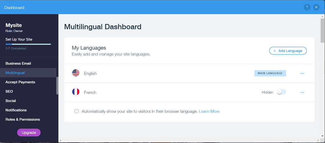 wix multilingual dashboard