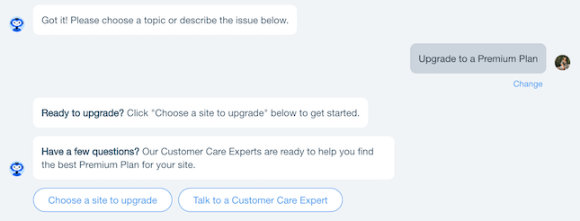 Wix online contact form Upgrade to a Premium Plan screenshot